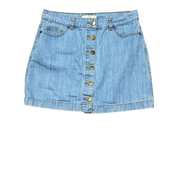 Forever 21 Light Wash Denim Skirt Button Front Size XL - Picture 5 of 9